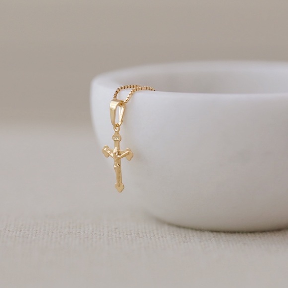 Petite Crucifix Necklace | 18k Gold Filled - Picture 2 of 7